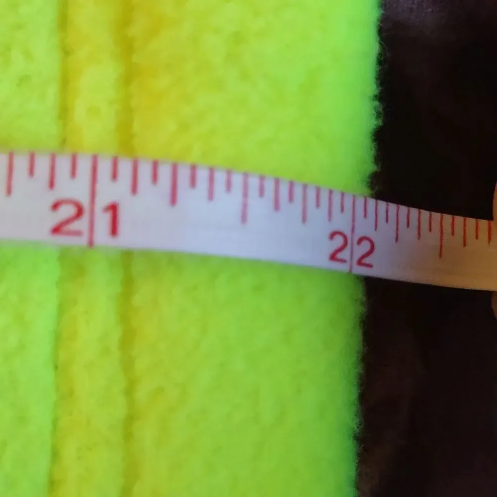 Place Kids 10-12 Neon green‎ Zip Fleece Jacket Pockets Thumb loop
